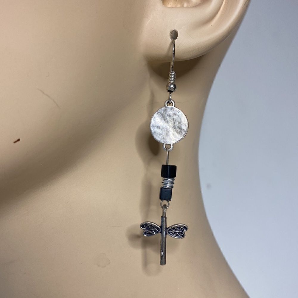Dragonfly Beaded Drop Earrings - Picture 4 of 4